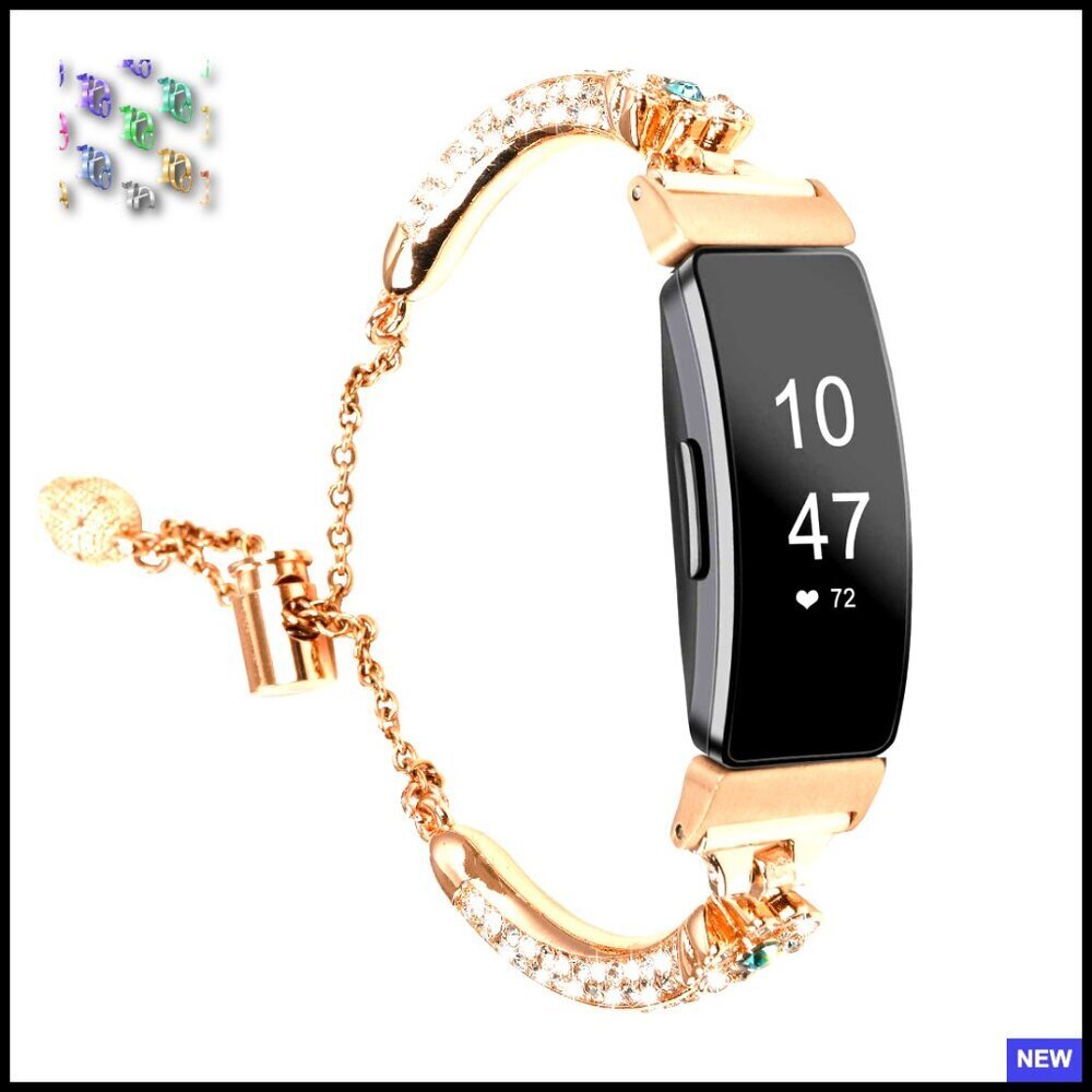 Stainless Steel Rhinestone Smartwatch Band Elegant Vintage Chain Bracelet Women